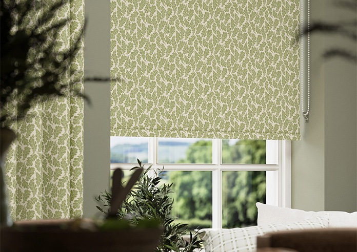 Land & Shore Oak Leaf  (Blackout), Green - Roller Blind - Image 5